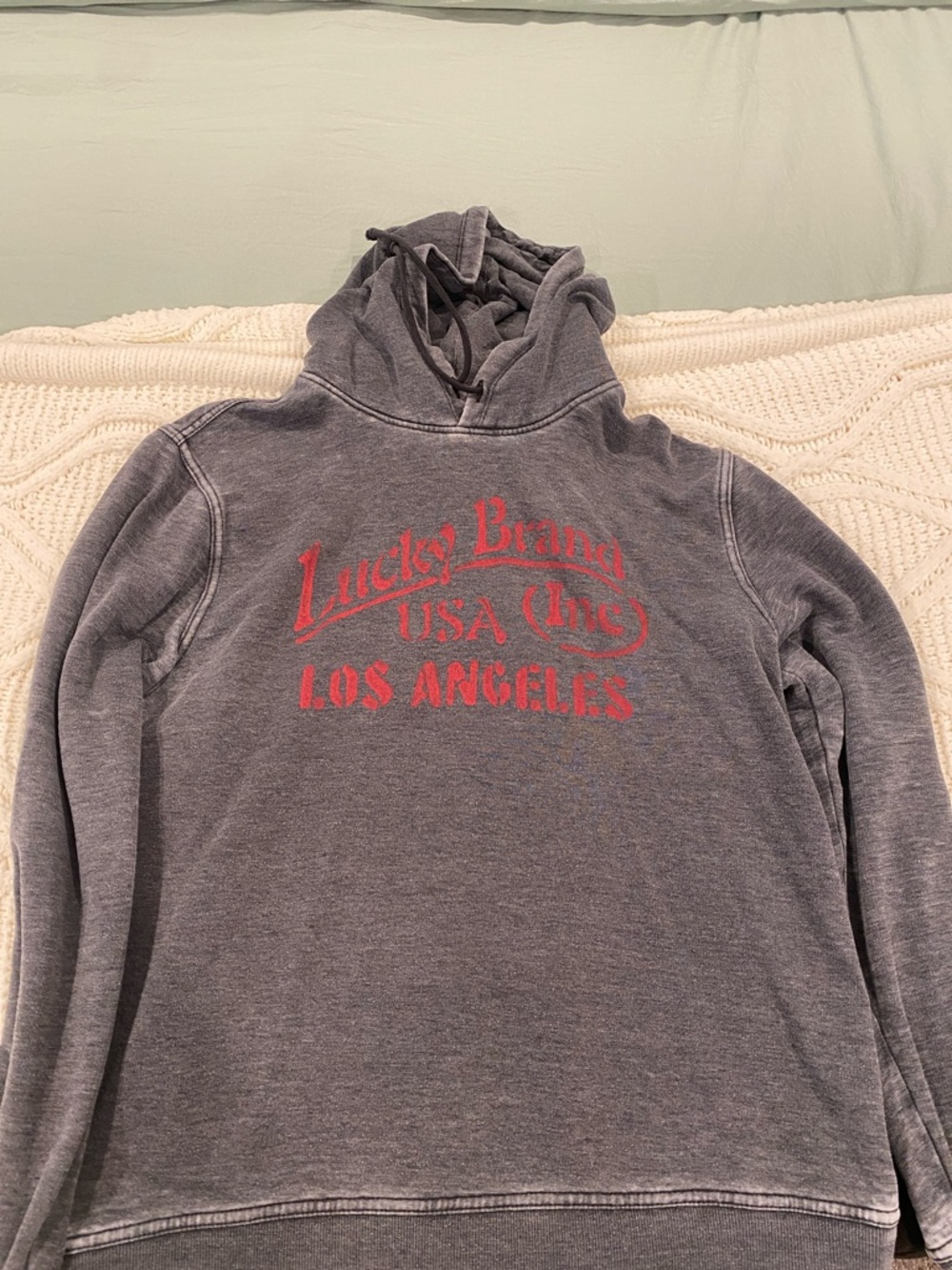 Lucky Brand Gray Crewneck Hoodie with Red Los Angeles Print